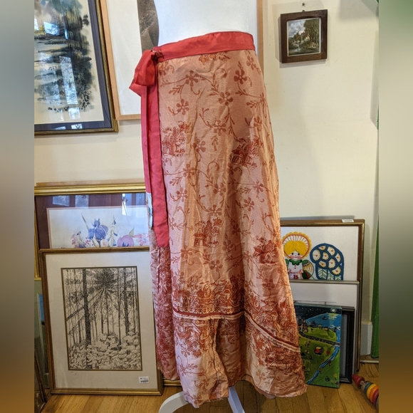 Boho silk blend wrap skirt size large - Picture 10 of 10